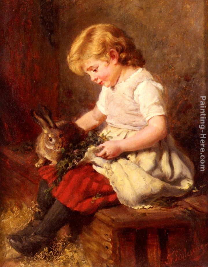 The Pet Rabbit painting - Felix Schlesinger The Pet Rabbit art painting